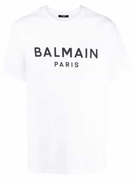 tricou balmain logo print alb yh1eg000bb73gab 01