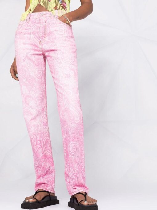 pantaloni denim etro paisley roz 195128311650 05