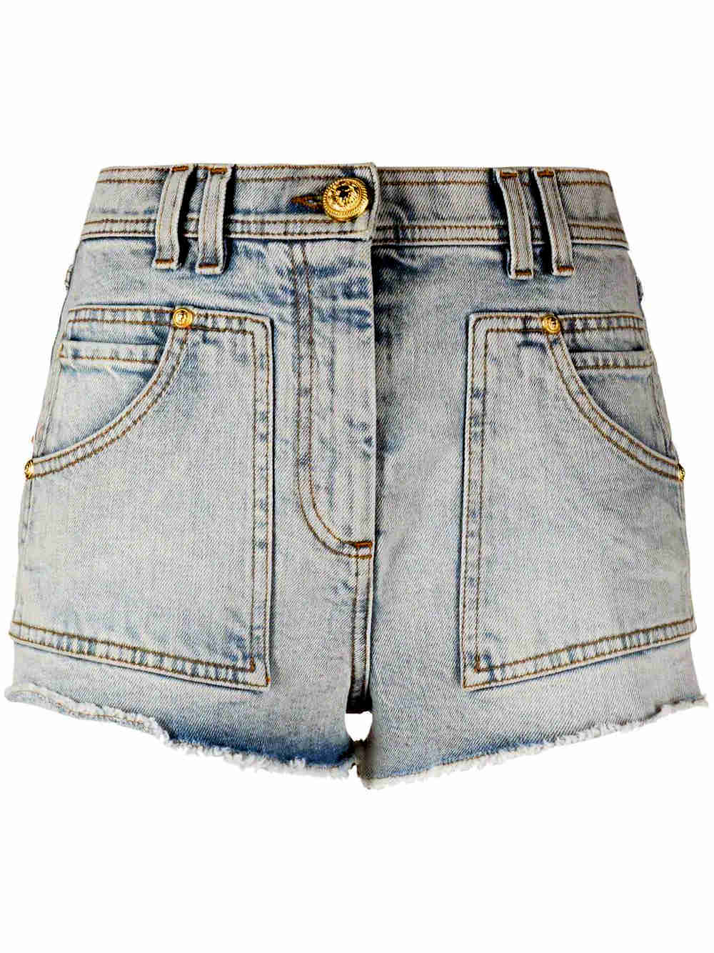 Applicable Shackle pad Pantaloni scurti denim Balmain albastri | Casa Frumoasa