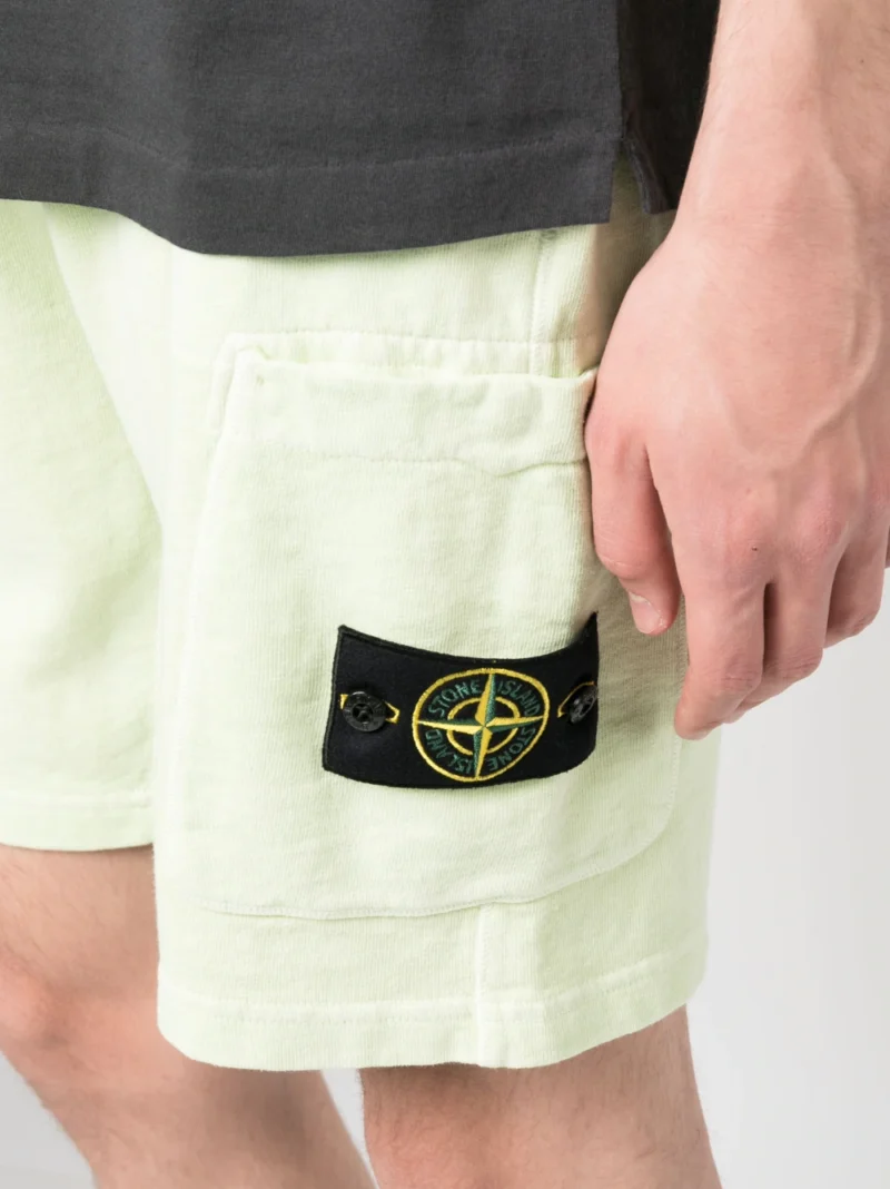 Pantaloni scurti Stone Island "Old" Treatment verde neon - imagine 5