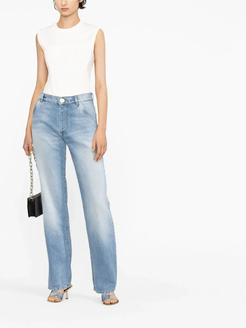 Pantaloni denim Balmain albastri - imagine 4