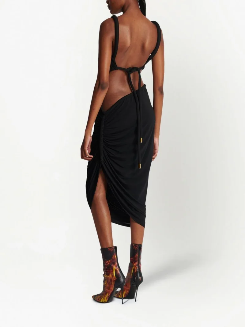 Rochie midi Balmain Open-Back neagra - imagine 2