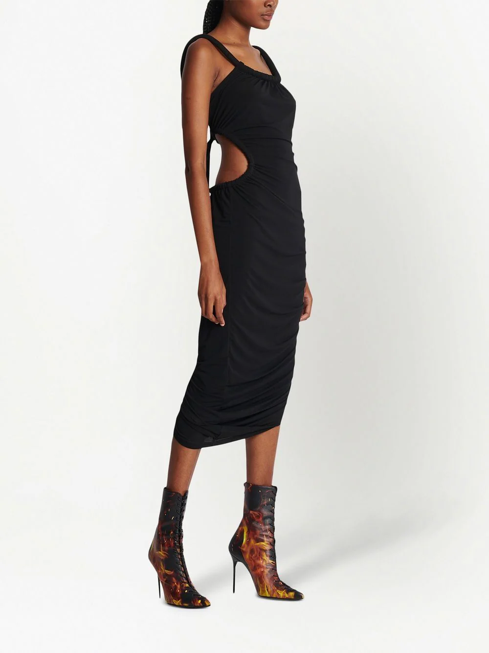 Rochie midi Balmain Open-Back neagra - imagine 3