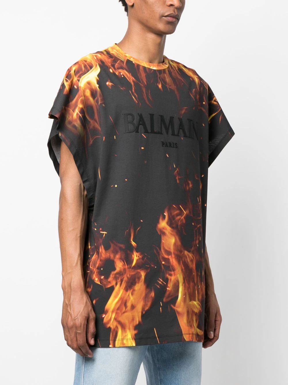 Tricou Balmain Flame Print multicolor - imagine 3