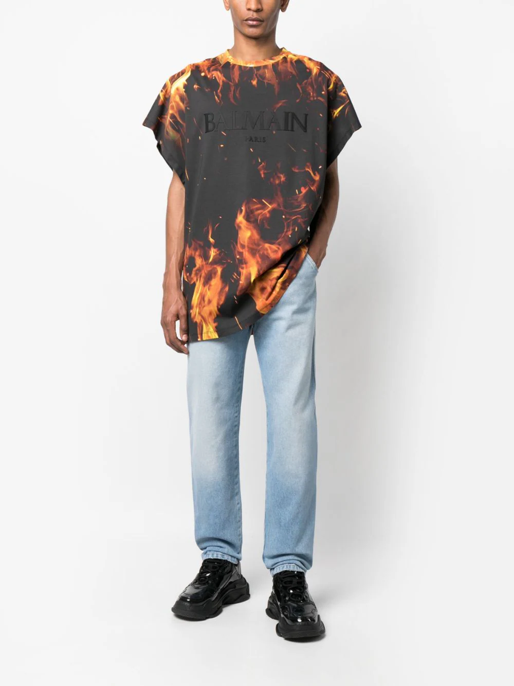 Tricou Balmain Flame Print multicolor - imagine 4