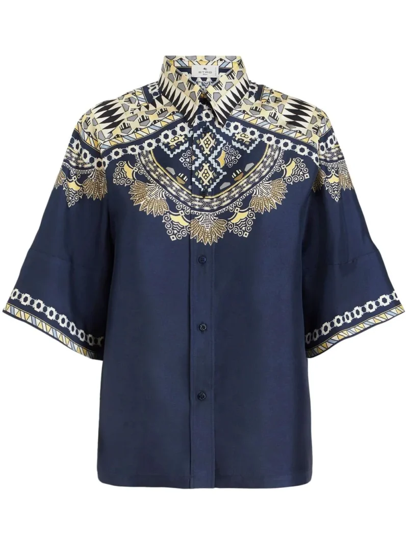 Camasa ETRO Ornamental Motifs bleumarin