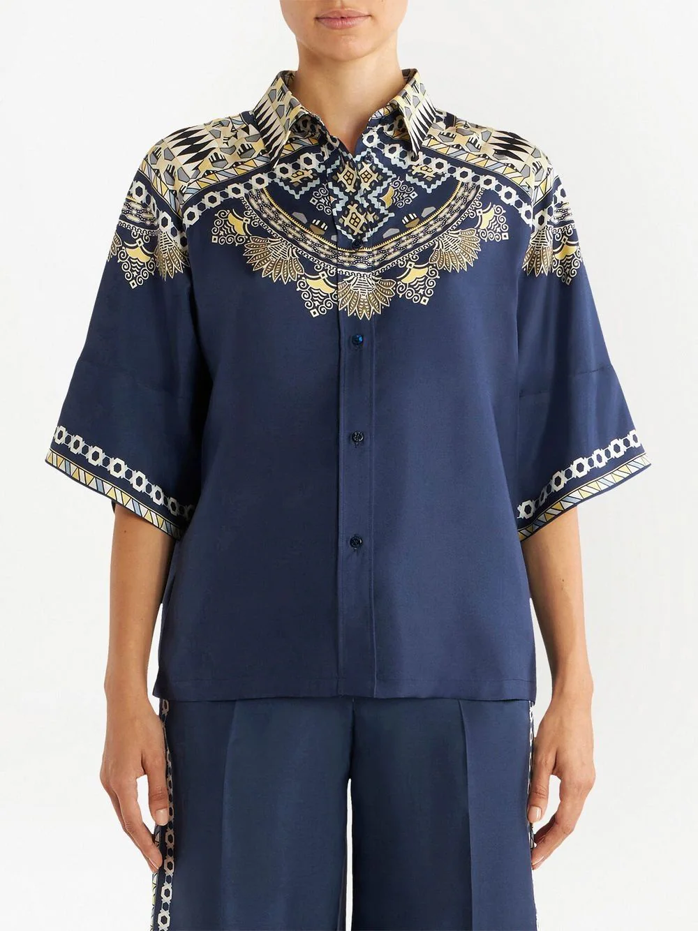 Camasa ETRO Ornamental Motifs bleumarin - imagine 3