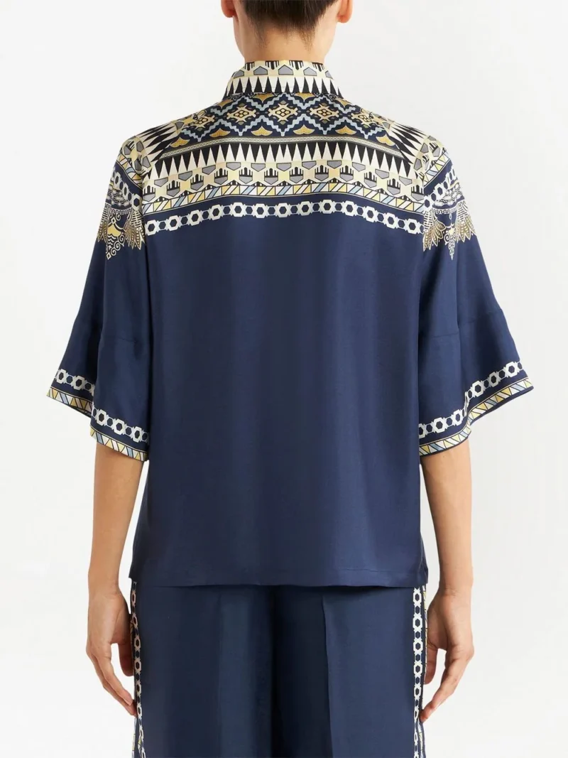 Camasa ETRO Ornamental Motifs bleumarin - imagine 4