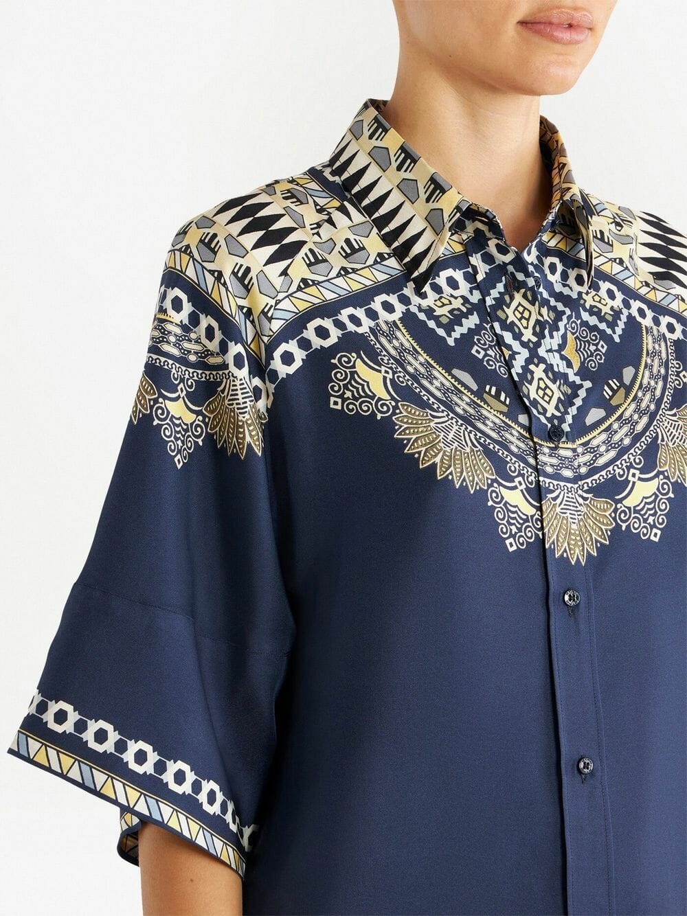 Camasa ETRO Ornamental Motifs bleumarin - imagine 5