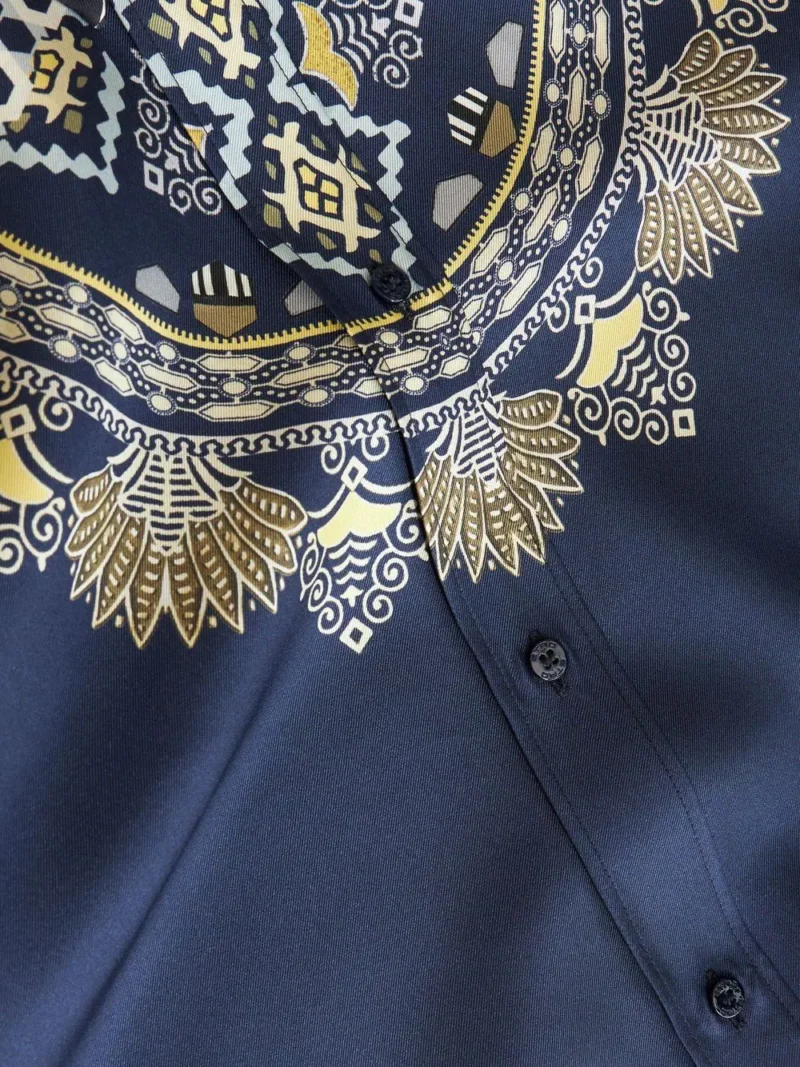 Camasa ETRO Ornamental Motifs bleumarin - imagine 6