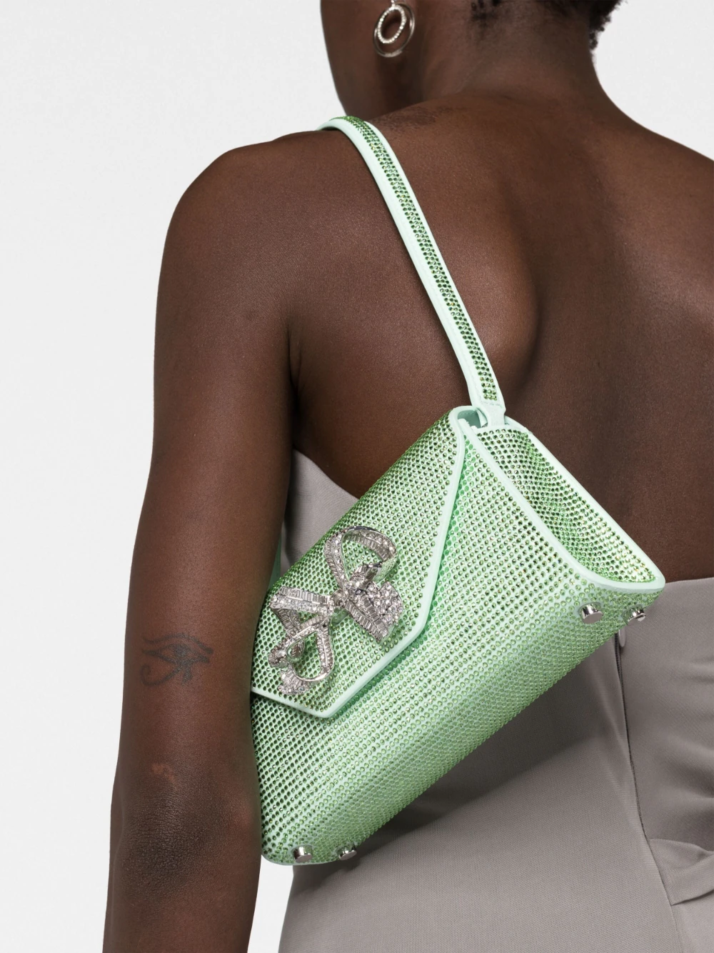 Geanta de umar Self Portrait Mini Bow verde - imagine 4