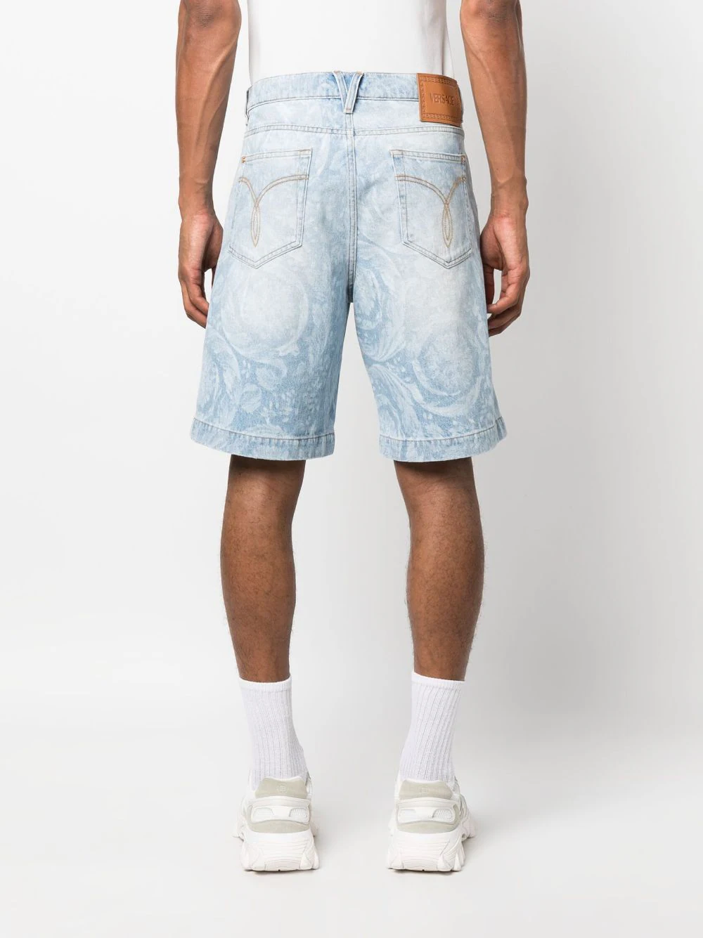 Bermude denim Versace Allover albastre - imagine 2