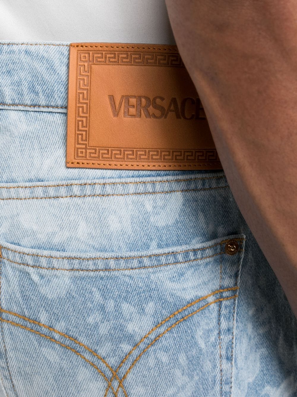 Bermude denim Versace Allover albastre - imagine 5