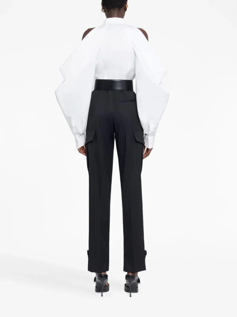 Camasa Alexander McQueen Slashed Drape Sleeve alba - imagine 2