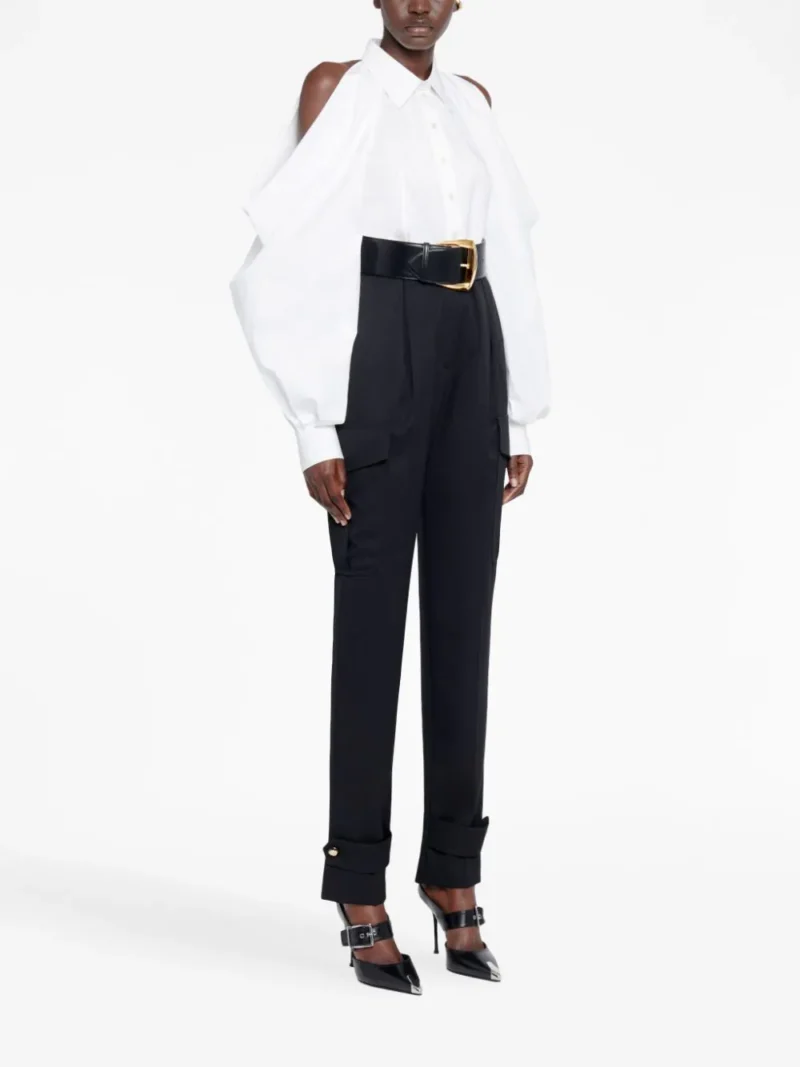 Camasa Alexander McQueen Slashed Drape Sleeve alba - imagine 4