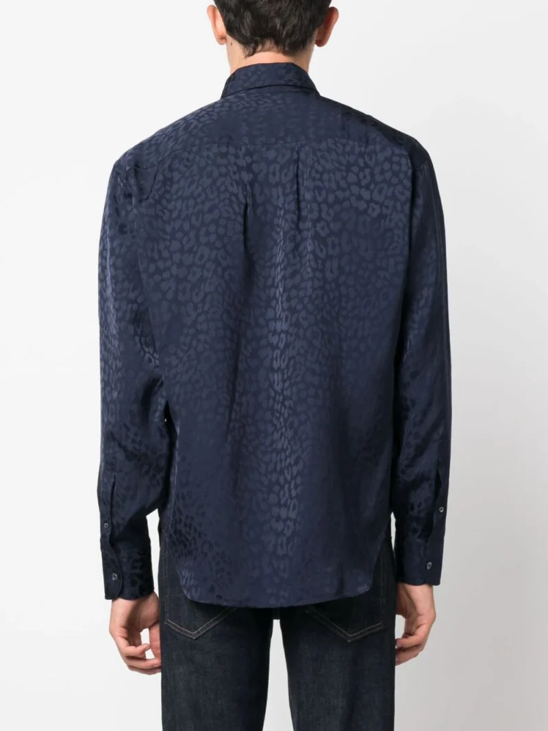 Camasa TOM FORD Leopard Jacquard bleumarin - imagine 2