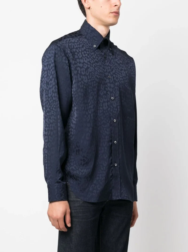 Camasa TOM FORD Leopard Jacquard bleumarin - imagine 4