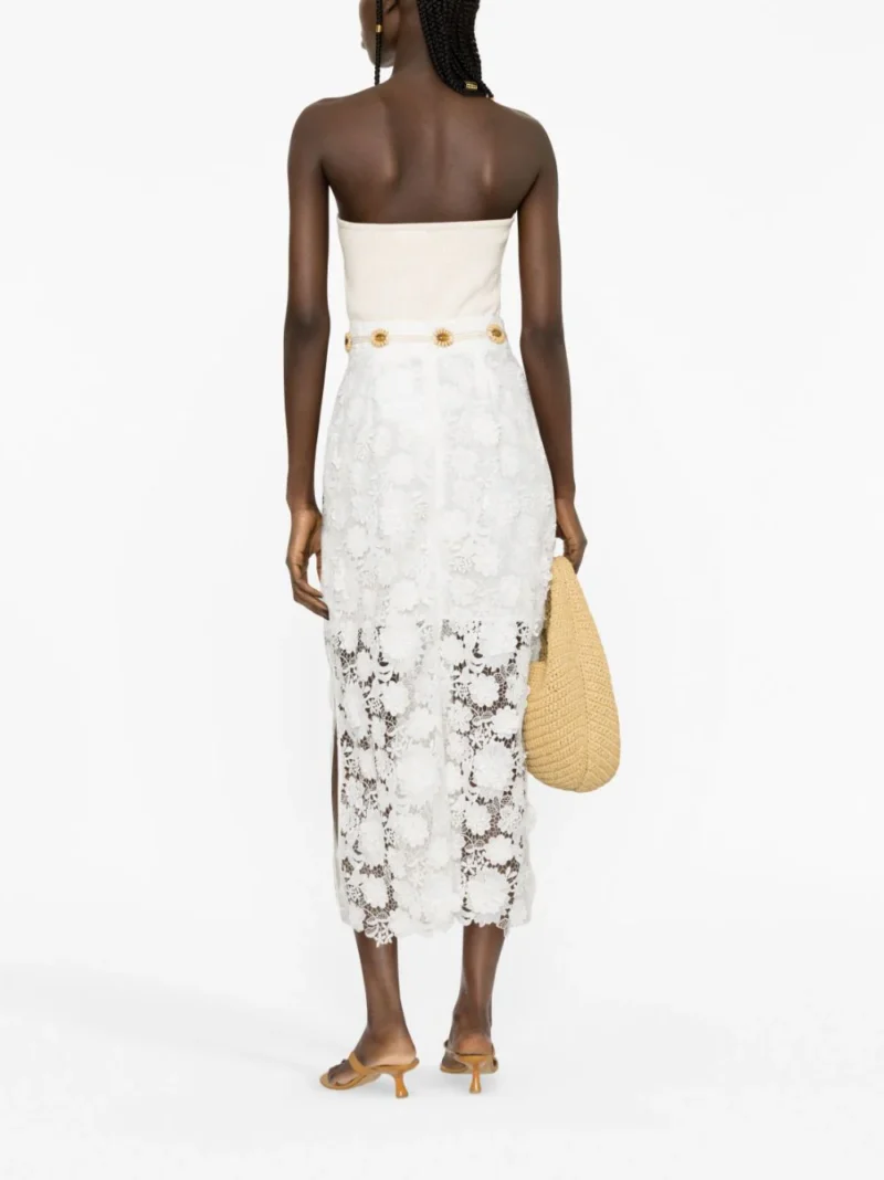 Fusta midi Zimmermann Lace Flower alba - imagine 2
