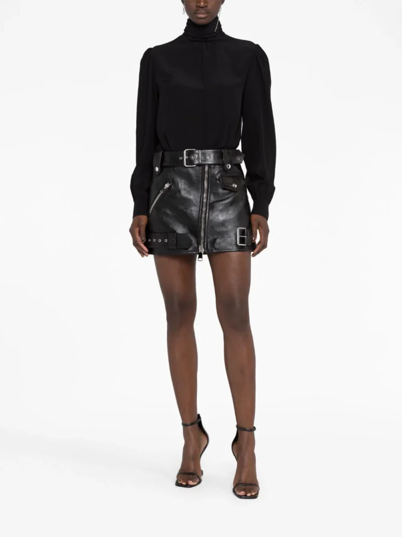 Fusta mini Alexander McQueen Biker neagra - imagine 3