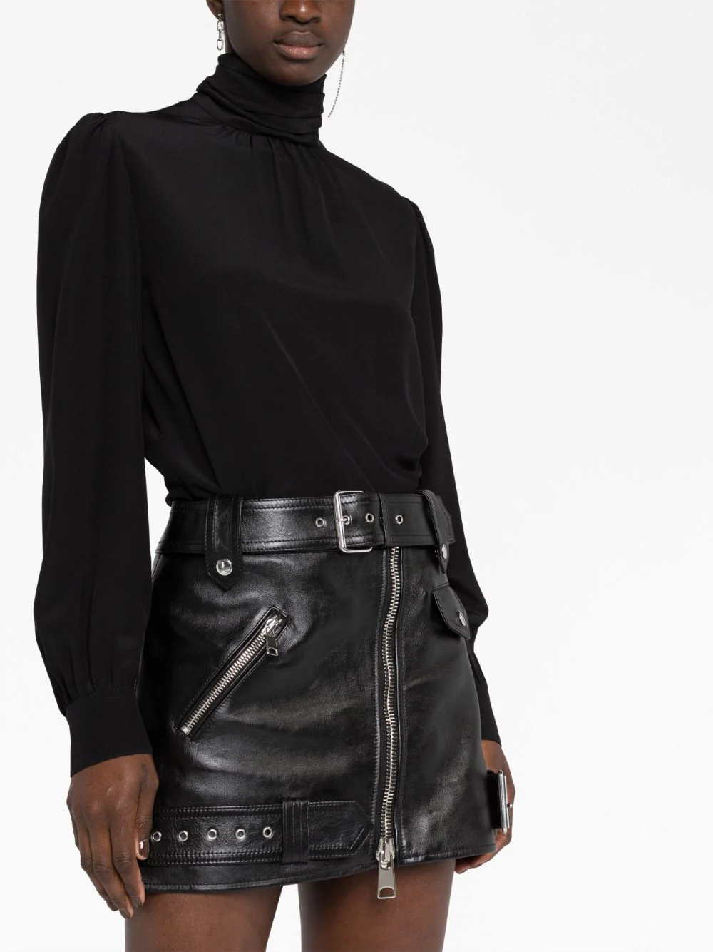 Fusta mini Alexander McQueen Biker neagra - imagine 5