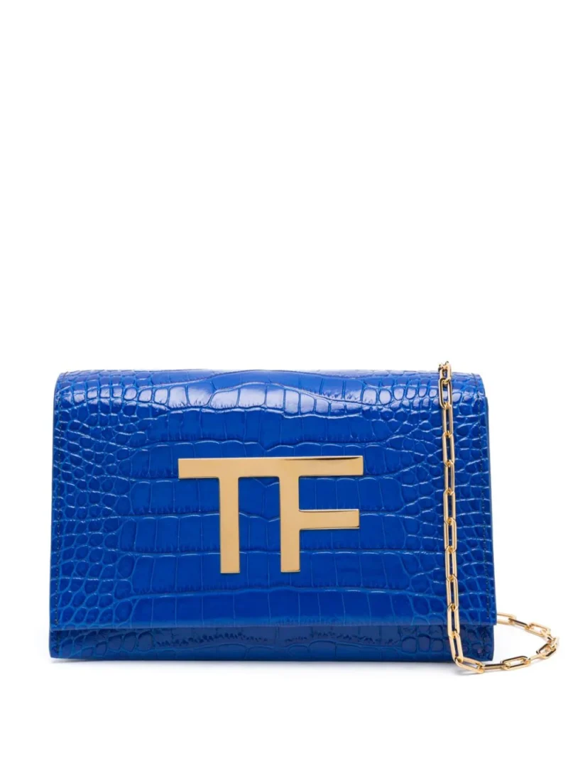 Geanta TOM FORD Metallic Stamped albastra