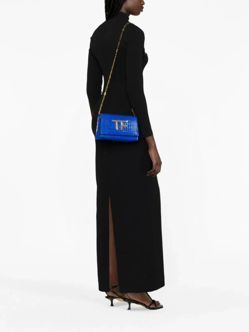 Geanta TOM FORD Metallic Stamped albastra - imagine 3