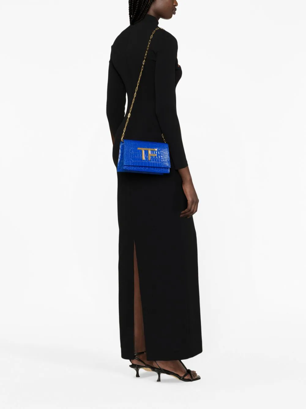 Geanta TOM FORD Metallic Stamped albastra - imagine 3