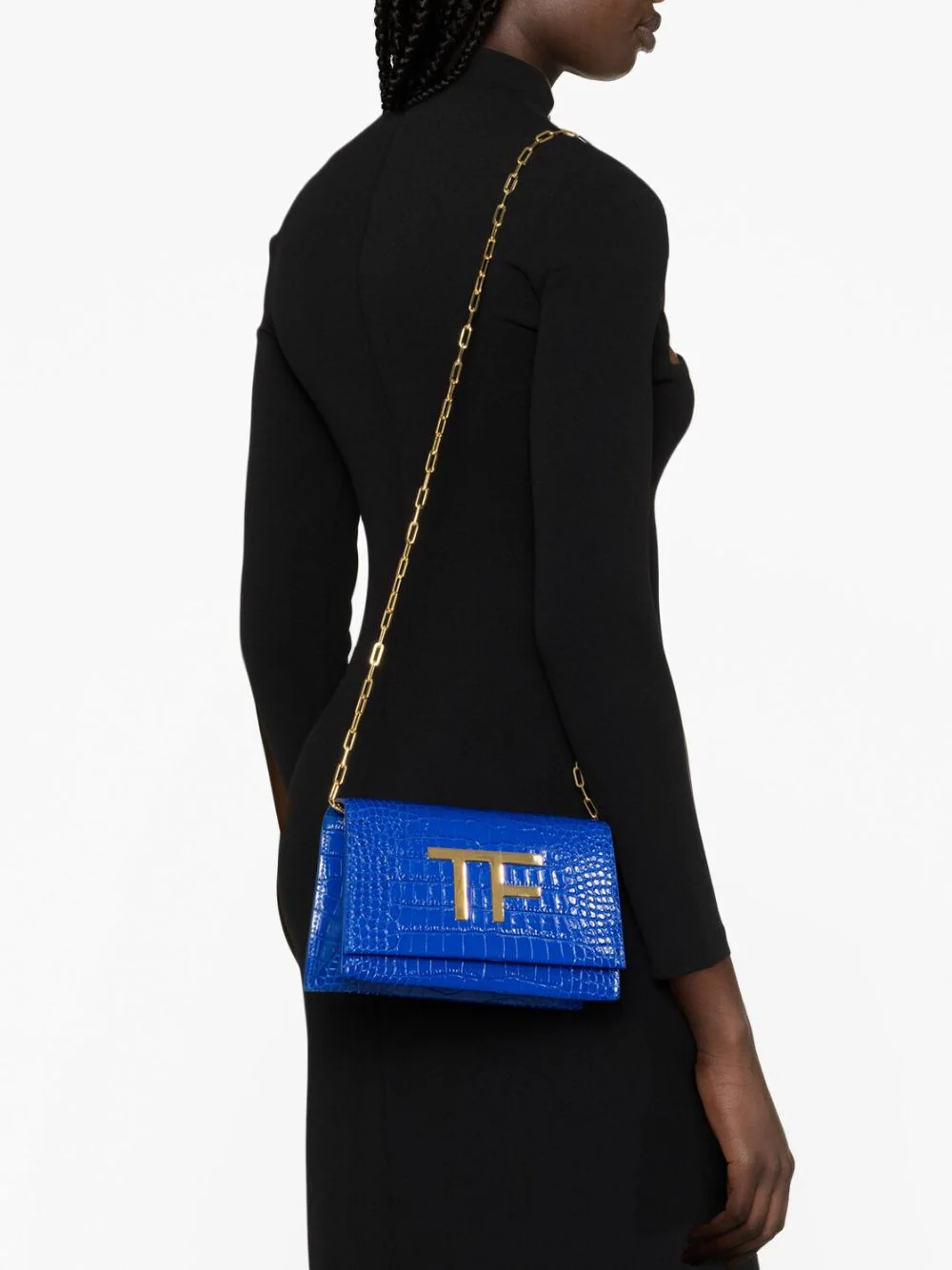 Geanta TOM FORD Metallic Stamped albastra - imagine 4