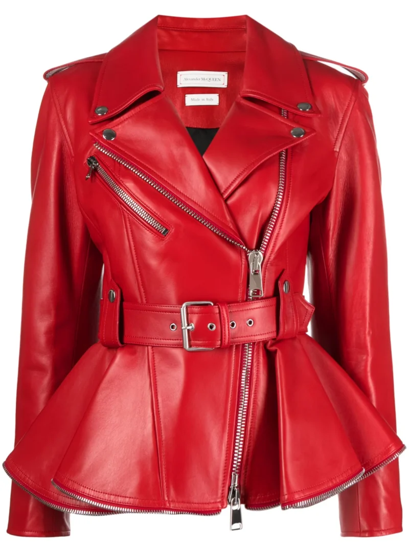 Jacheta biker Alexander McQueen Zip Peplum rosie