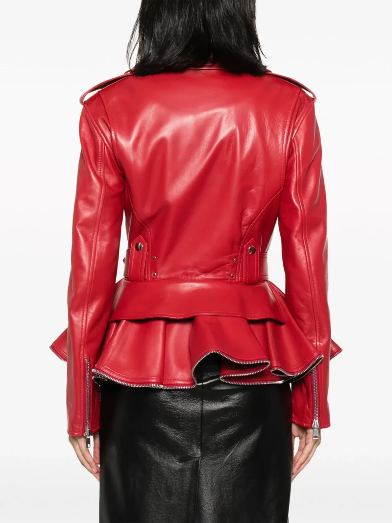 Jacheta biker Alexander McQueen Zip Peplum rosie - imagine 2