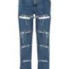 Pantaloni denim Alexander McQueen Slashed albastri