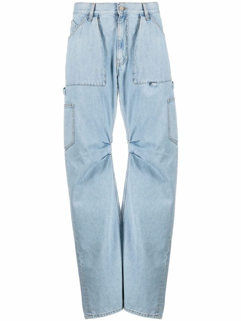 Pantaloni denim The Attico Cargo albastri