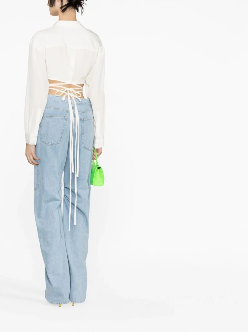 Pantaloni denim The Attico Cargo albastri - imagine 2