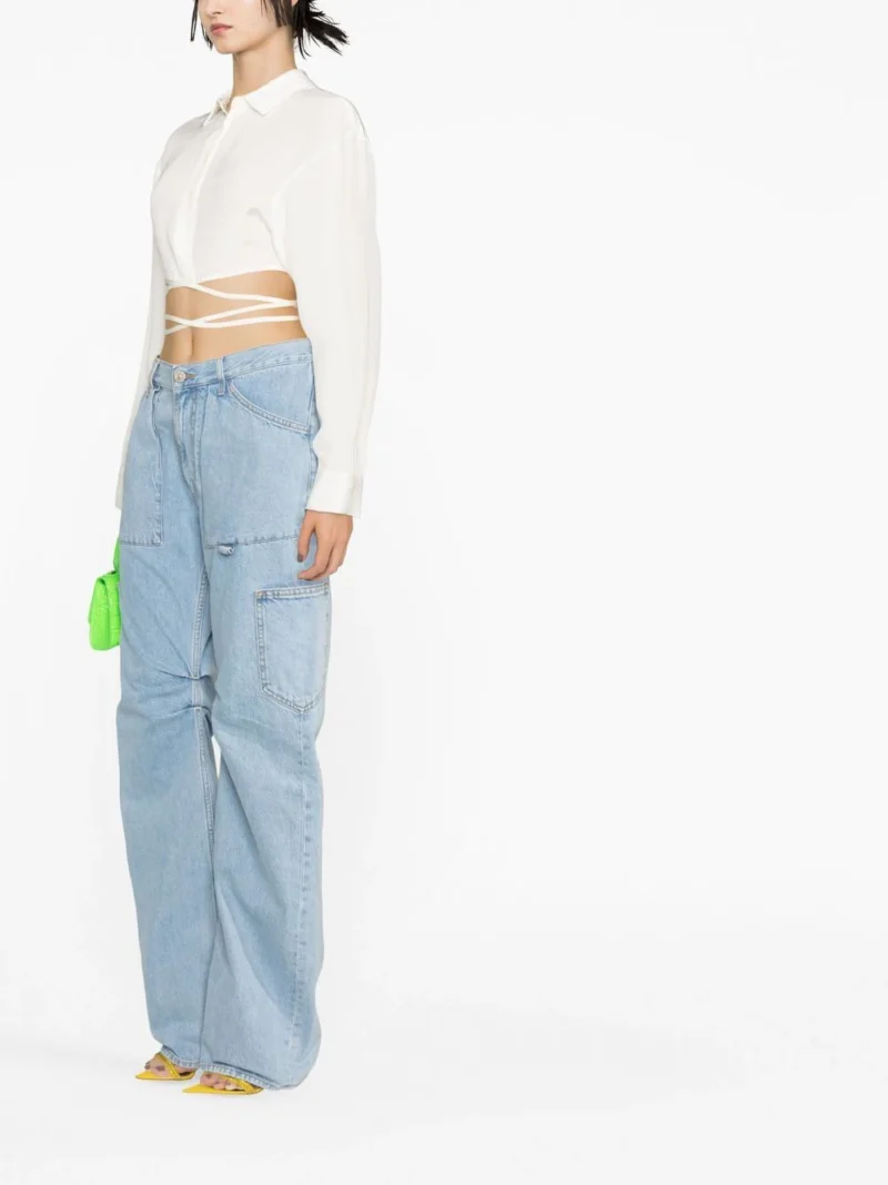 Pantaloni denim The Attico Cargo albastri - imagine 4