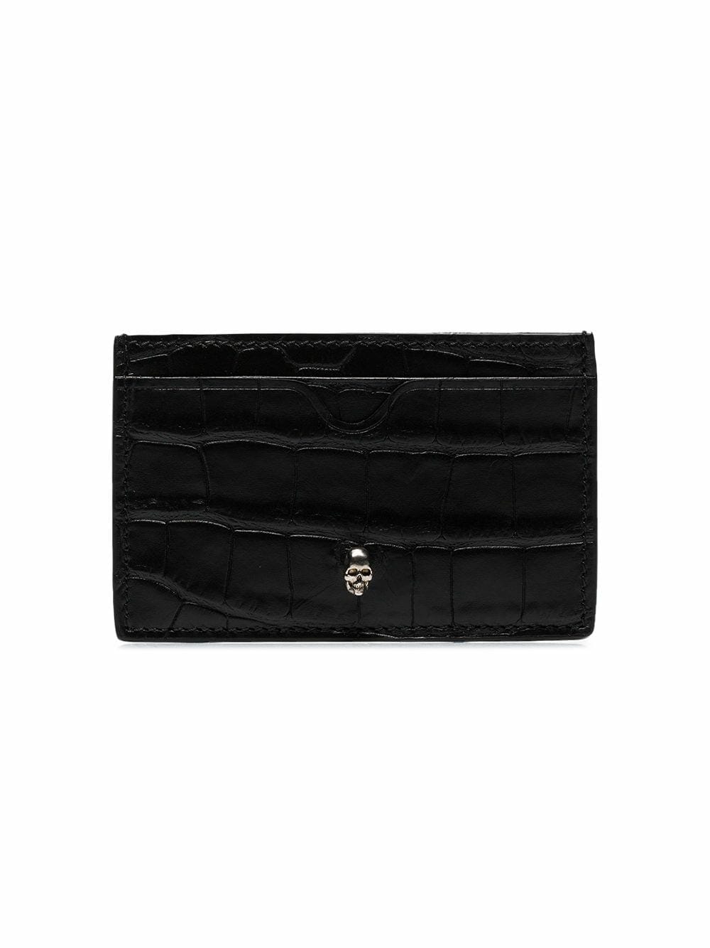 Portcard Alexander McQueen Embossed Croc negru