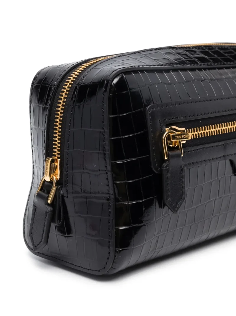 Portfard Tom Ford Crocodile-Effect Leather negru - imagine 4