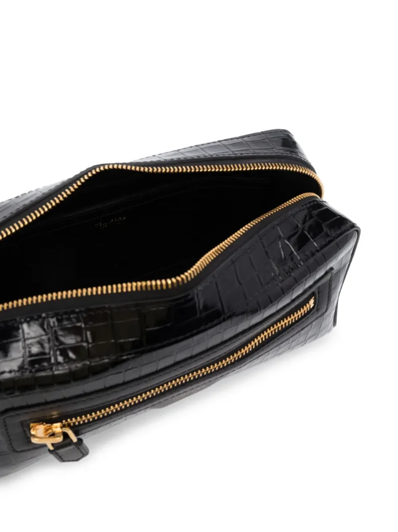 Portfard Tom Ford Crocodile-Effect Leather negru - imagine 3
