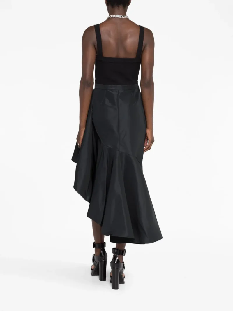 Rochie midi Alexander McQueen Asymmetric neagra - imagine 2