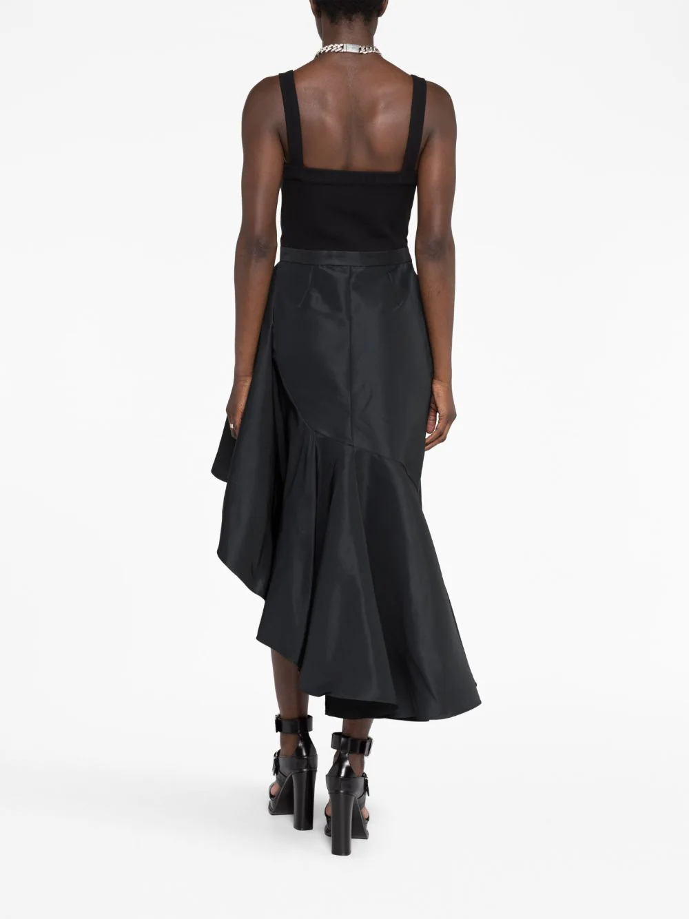 Rochie midi Alexander McQueen Asymmetric neagra - imagine 2
