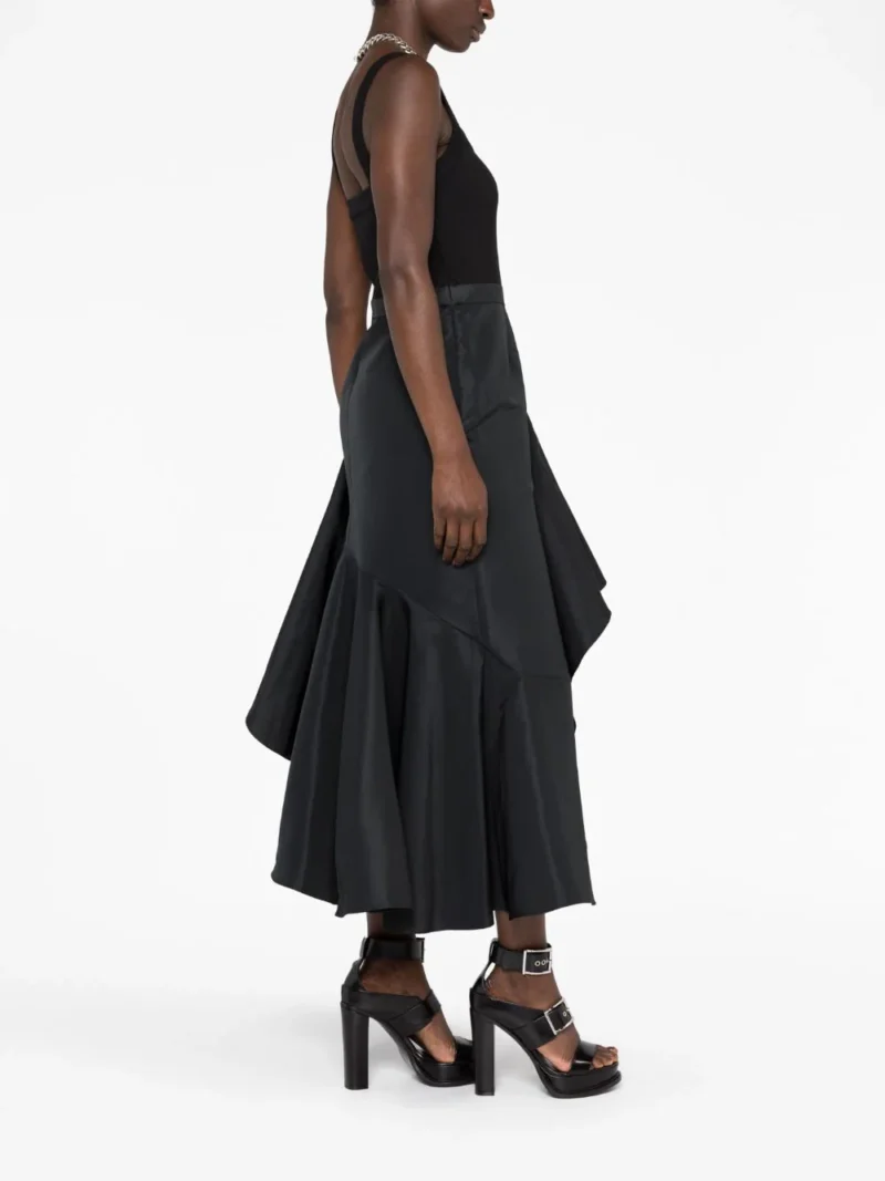 Rochie midi Alexander McQueen Asymmetric neagra - imagine 4