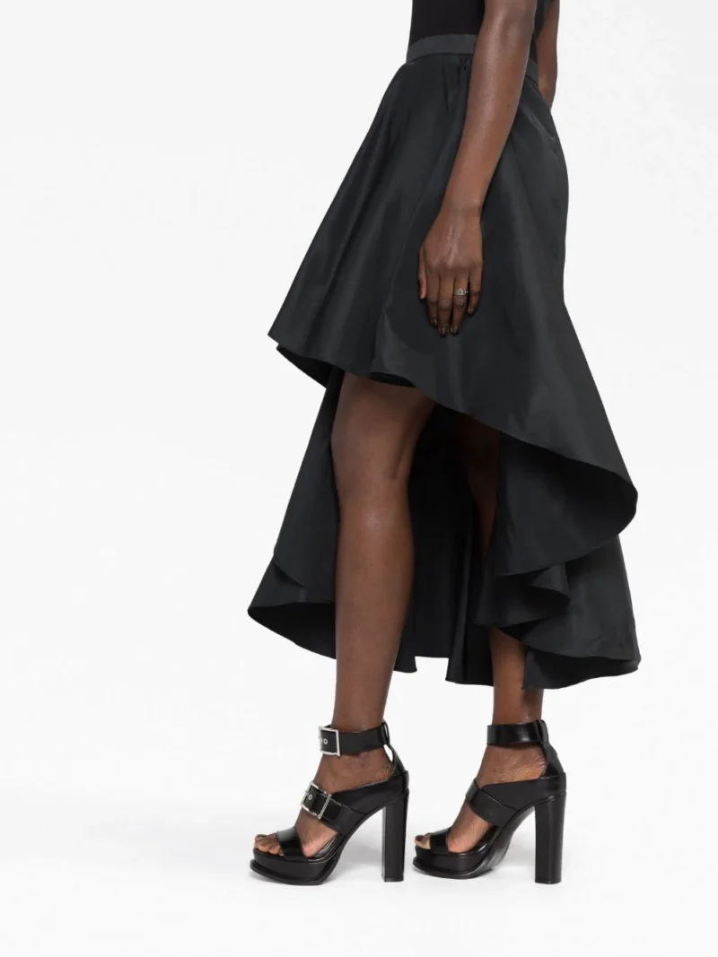 Rochie midi Alexander McQueen Asymmetric neagra - imagine 5
