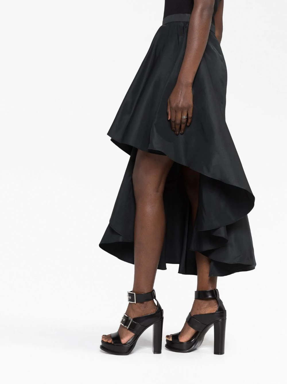 Rochie midi Alexander McQueen Asymmetric neagra - imagine 5