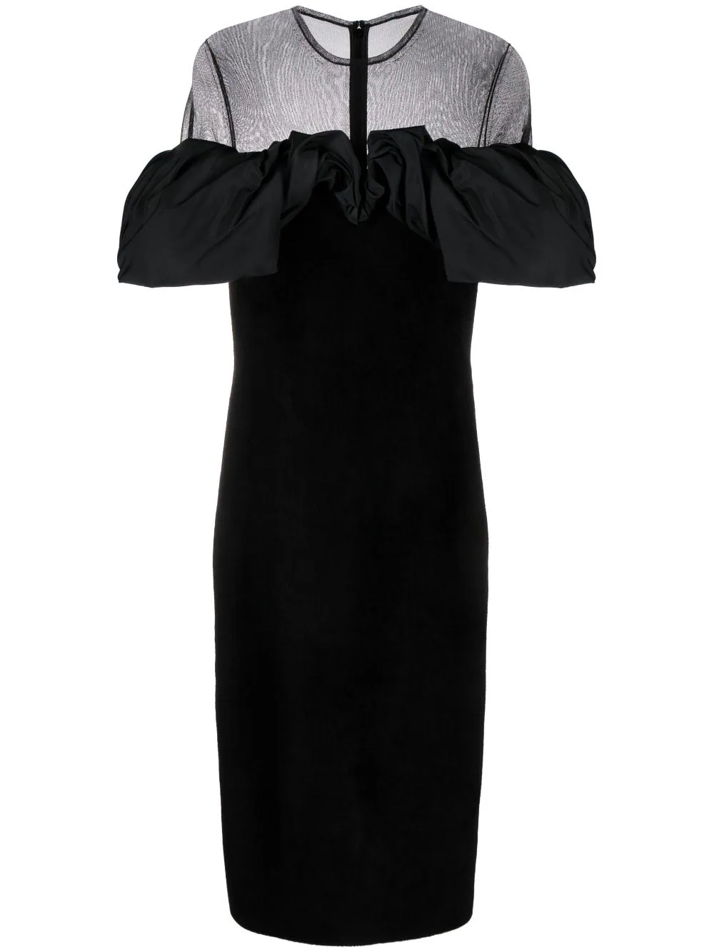 Rochie midi Alexander McQueen Ruffle Sleeves neagra