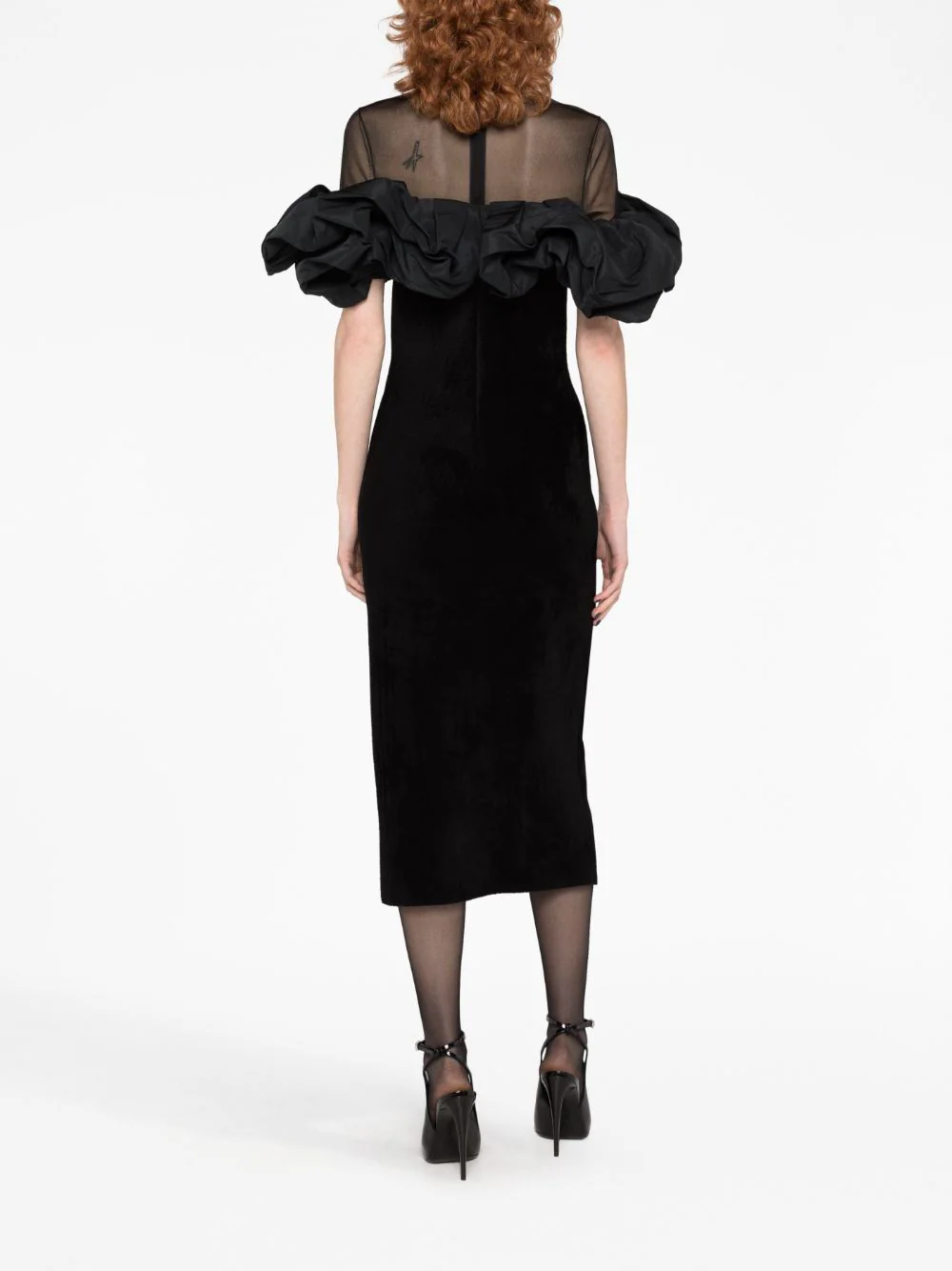 Rochie midi Alexander McQueen Ruffle Sleeves neagra - imagine 2