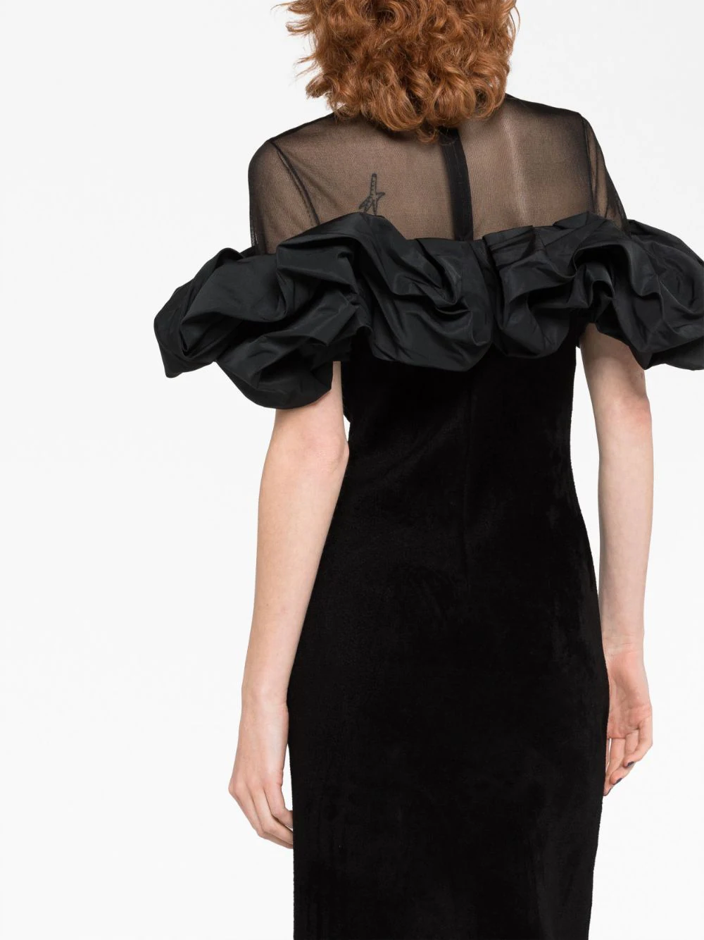 Rochie midi Alexander McQueen Ruffle Sleeves neagra - imagine 5