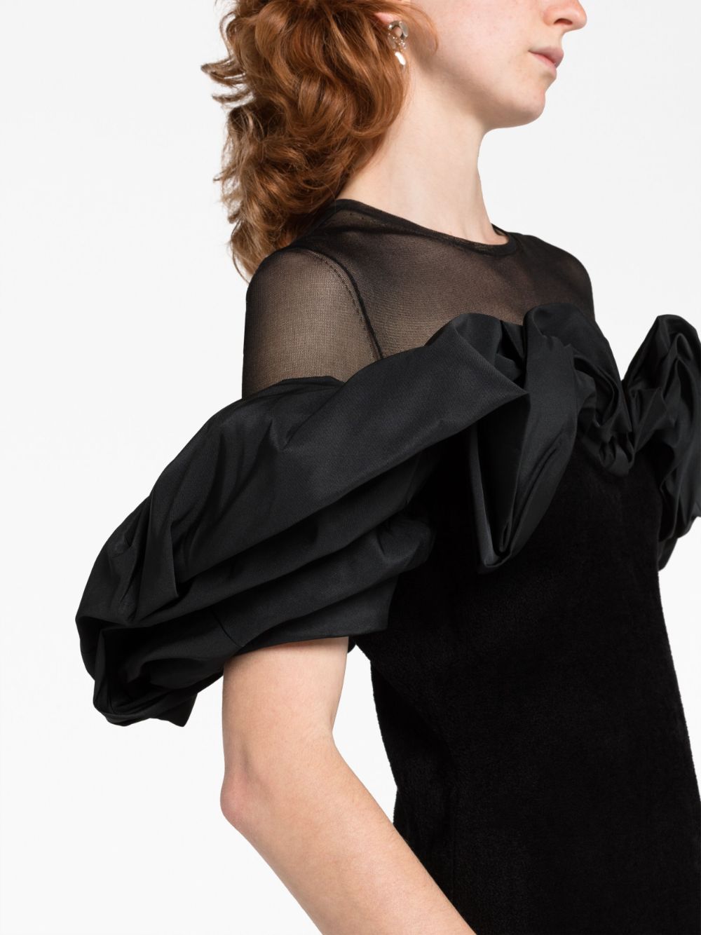 Rochie midi Alexander McQueen Ruffle Sleeves neagra - imagine 6