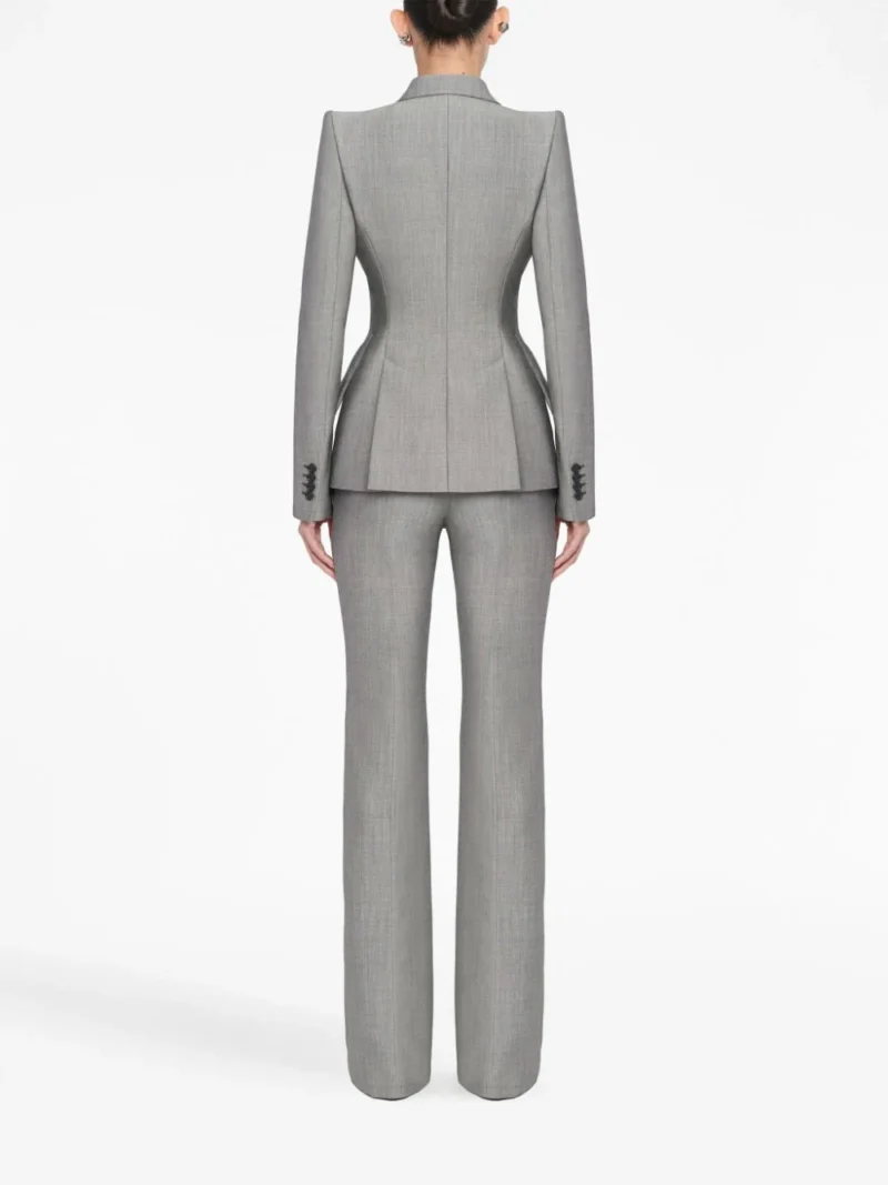 Sacou Alexander McQueen Leaf Crepe gri - imagine 2
