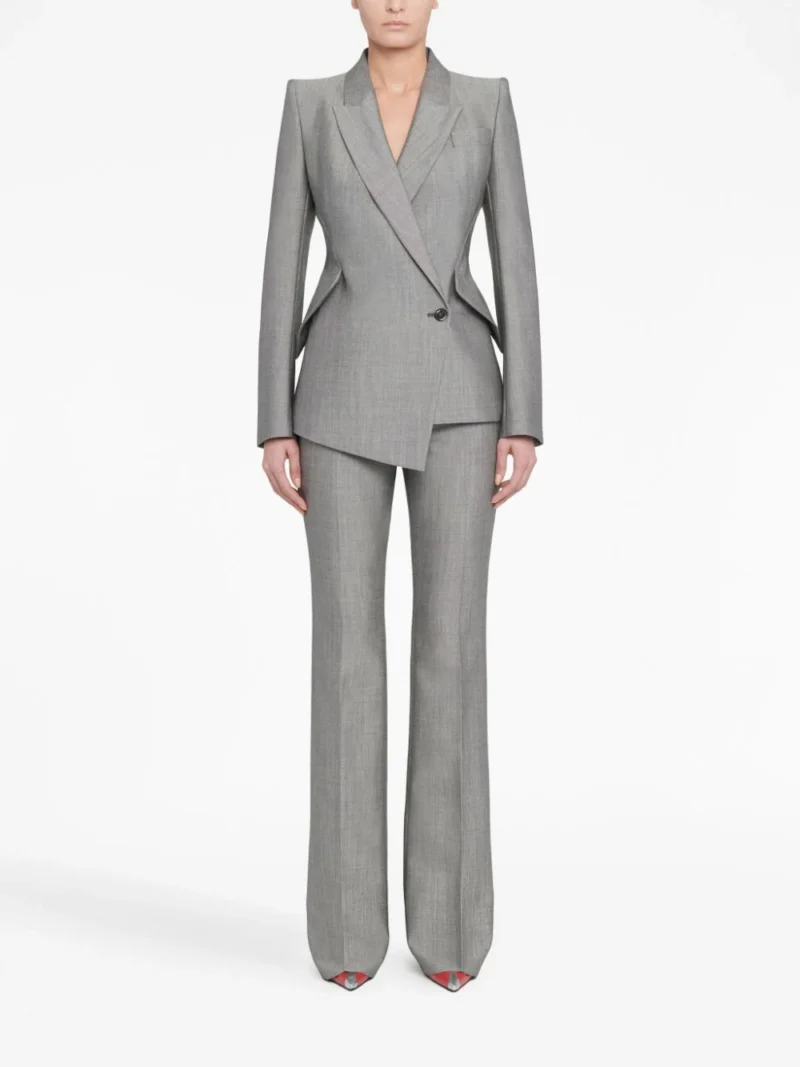 Sacou Alexander McQueen Leaf Crepe gri - imagine 3