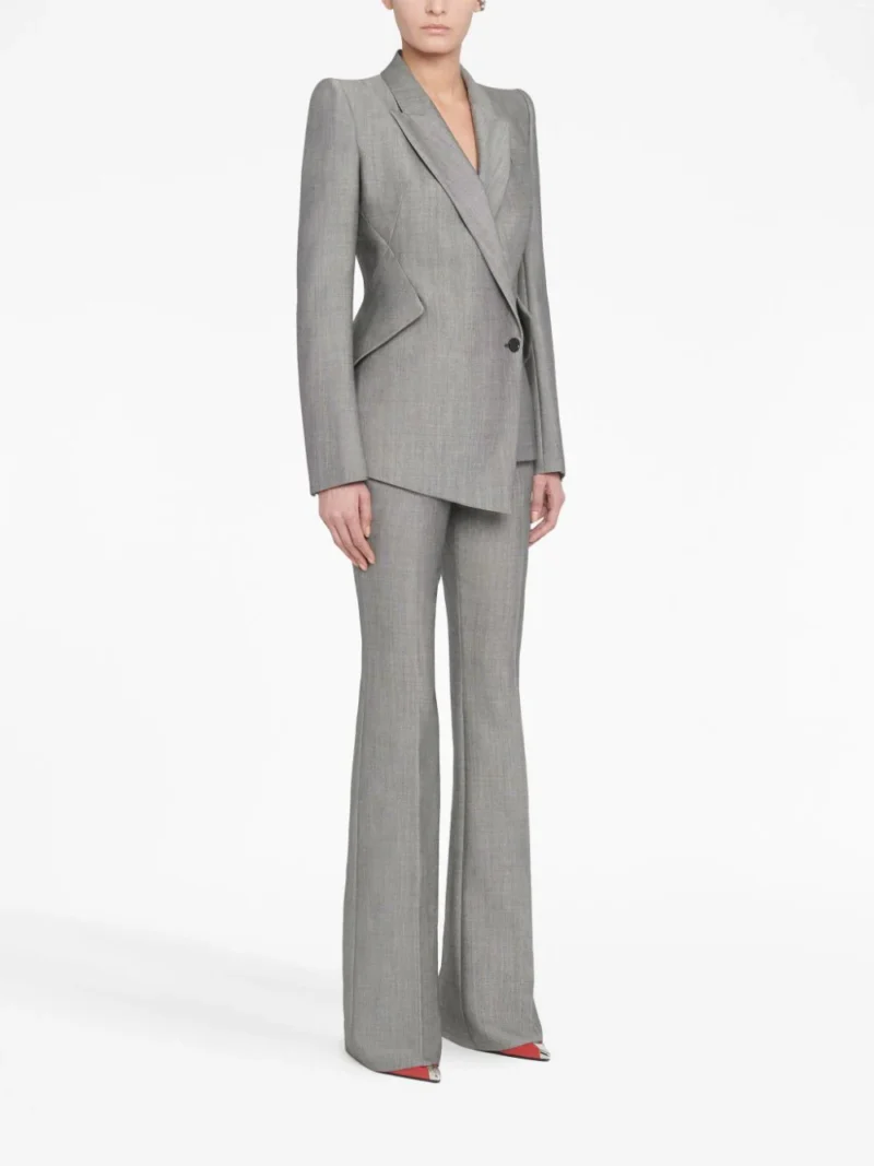 Sacou Alexander McQueen Leaf Crepe gri - imagine 4
