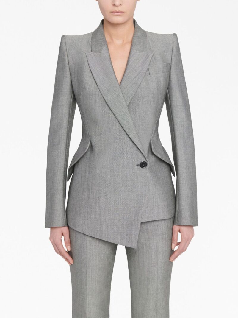 Sacou Alexander McQueen Leaf Crepe gri - imagine 5